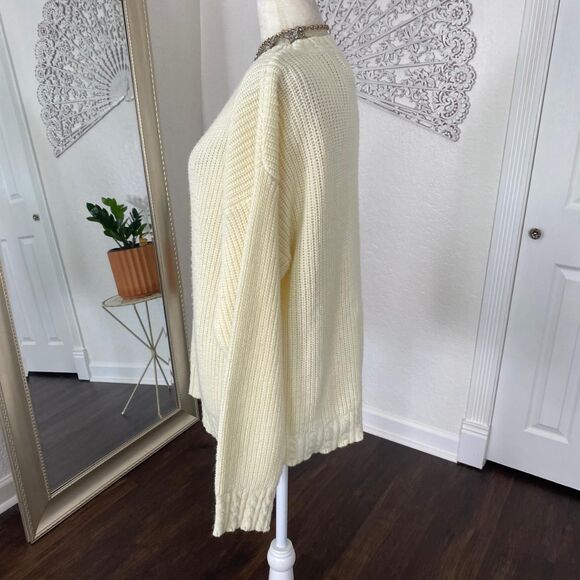 Chunky Vintage Cream White Knitted Knit Oversized Boxy Sweater M - Picture 5 of 7